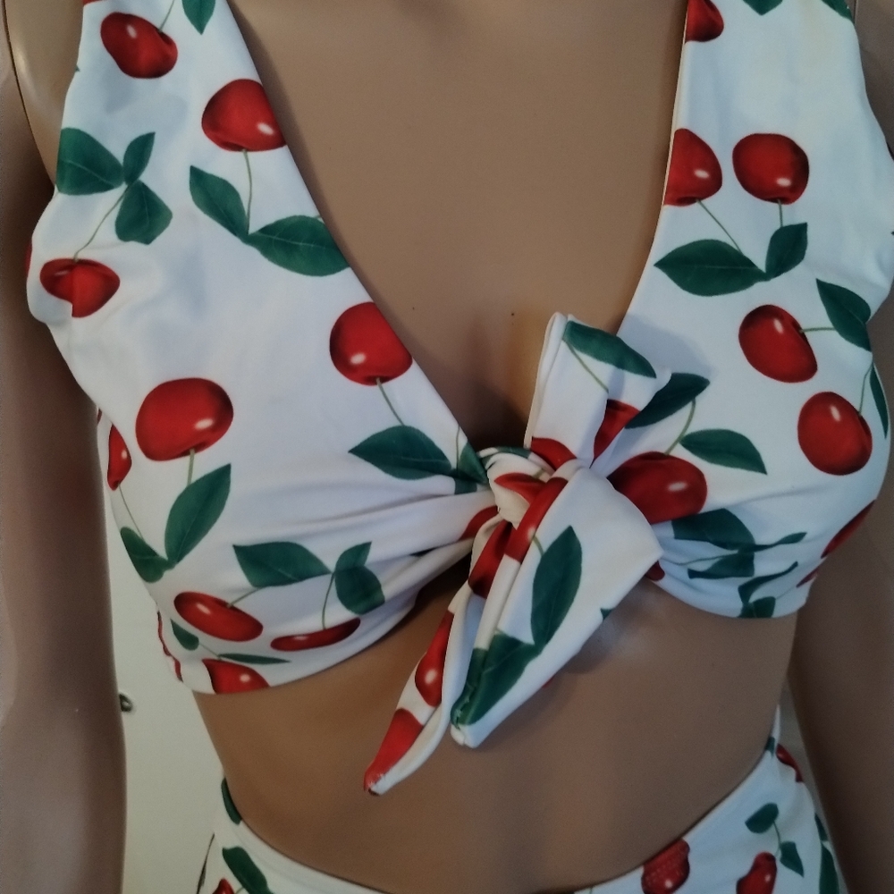 Zaful Cherry Print Bikini Set Large